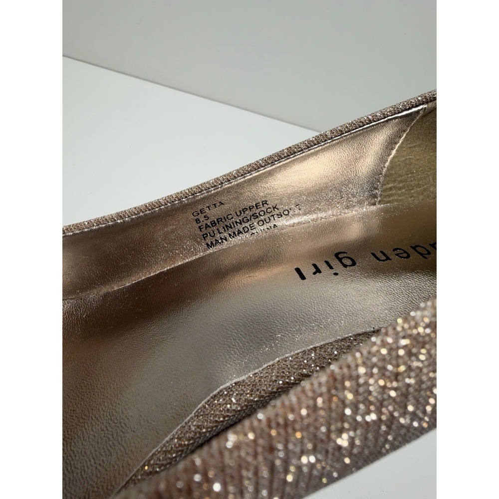 Madden Girl Metallic Gold Silver Glitter‎ Heels Pumps Size 8.5 Round Toe 3.5" - Picture 4 of 7